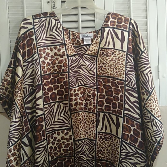 Winlar One Size Kaftan Dress African Safari Animal Print - Picture 3 of 5